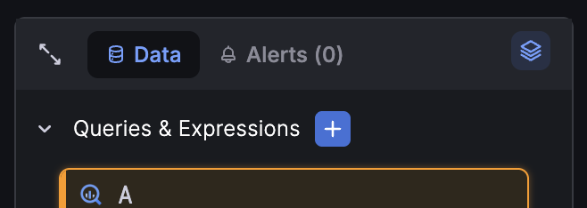 Panel in edit mode showing new query editor stacked button
